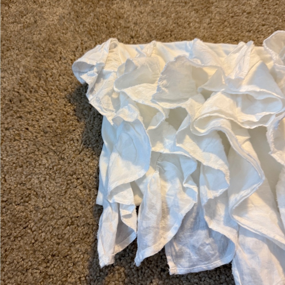 Anthropologie White Ruffle Tube Top - Picture 2 of 10